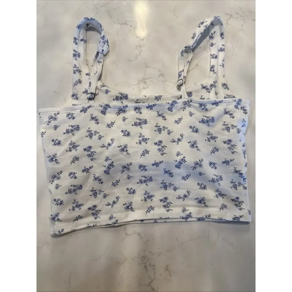 Hollister Co. Women's White and Blue Crop-top S - Picture 4 of 6